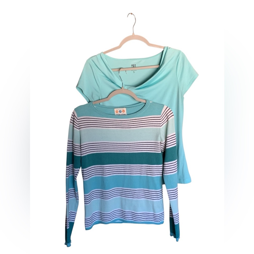 Title Nine small lot of two lightweight crewneck and scoop neck tee preppy